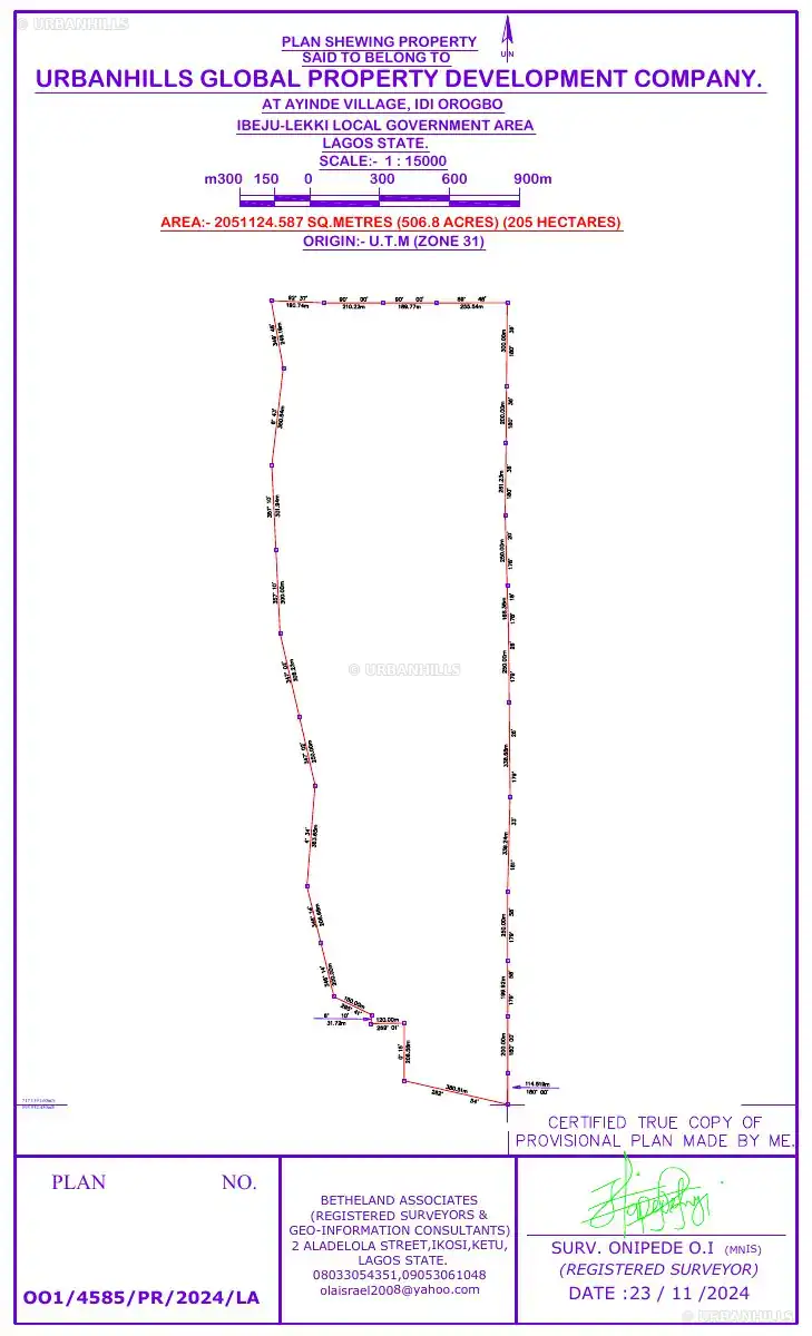 Preview of the Urbanhills land survey project document